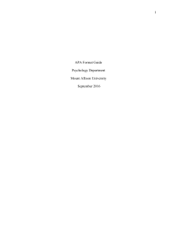 1 APA Format Guide Psychology Department Mount Allison