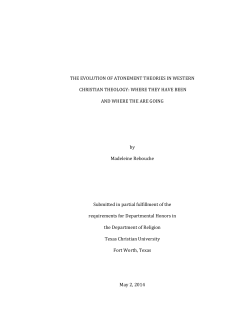 THE EVOLUTION OF ATONEMENT THEORIES IN WESTERN