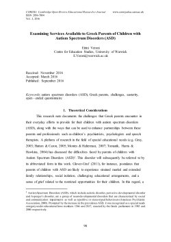 Examining Services Available to Greek Parents of Children with