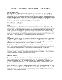 Mission Planning: Earth/Mars Comparisons