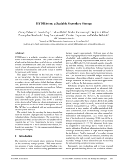 HYDRAstor: a Scalable Secondary Storage