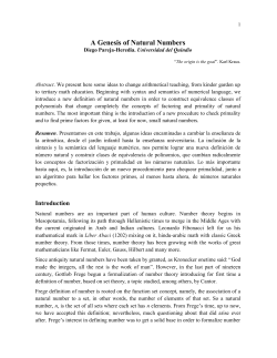 A Genesis of Natural Numbers - matem&aacute;ticas y filosofia en el aula.