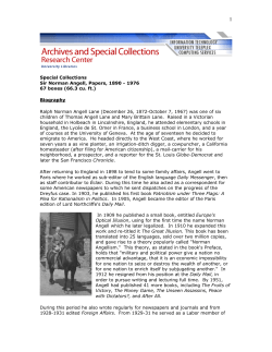 Special Collections Sir Norman Angell, Papers, 1890