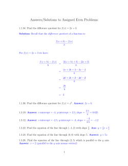 Answers/Solutions to Assigned Even Problems