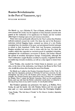 Russian Revolutionaries in the Port of Vancouver, 1917