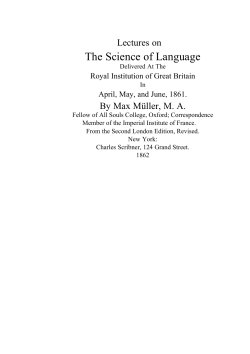 Lectures on The Science of Language