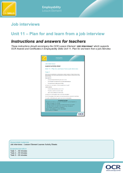 Unit 11 Plan for and learn from a job interview