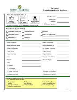Create/Update Budget Unit Form PeopleSoft