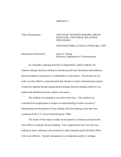 ABSTRACT Title of Dissertation: STRATEGIC DECISION