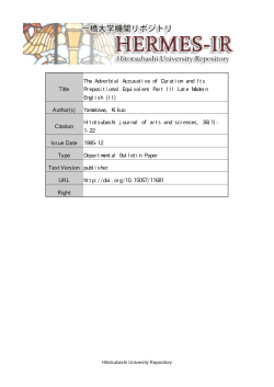 Title The Adverbial Accusative of Duration and Its Prepositional