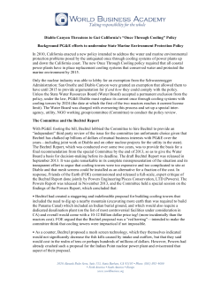 Diablo Canyon Threatens to Gut California`s “Once Through Cooling