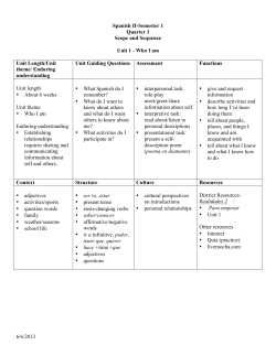 Spanish II Scope and Sequence 2013