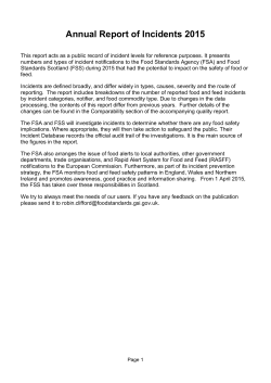 Annual Report of Incidents 2015