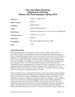 San Jos&eacute; State University Department of History History 102
