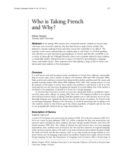 Who is Taking French and Why?