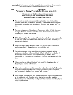 Persuasive Essay Prompts for Romeo and Juliet