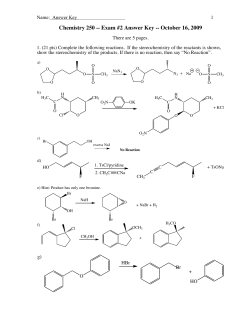 Chemistry 250 -- Exam #2 Answer Key -