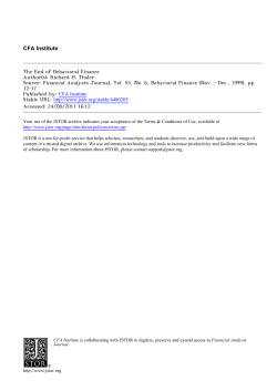 The End of Behavioral Finance