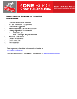Lesson Plans and Resources for Taste of Salt