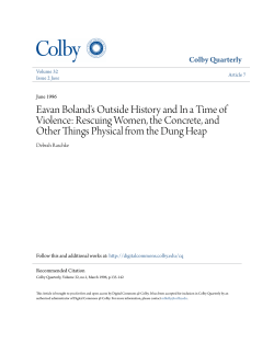 Eavan Boland`s Outside History and In a Time of Violence