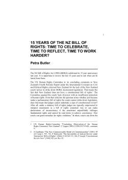 15 years of the nz bill of rights: time to celebrate, time to reflect, time