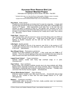 Bird observation list - The Kalahari Meerkat Project