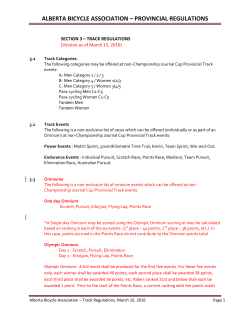 ALBERTA BICYCLE ASSOCIATION &ndash; PROVINCIAL REGULATIONS