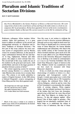 Pluralism and Islamic Traditions of Sectarian Divisions