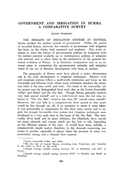government and irrigation in burma: a comparative survey