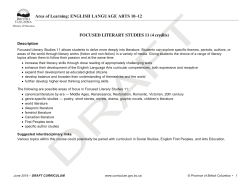 Area of Learning: ENGLISH LANGUAGE ARTS 10&ndash;12 FOCUSED