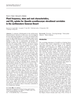 Plant frequency, stem and root characteristics, and CO uptake for