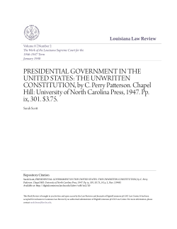 PRESIDENTIAL GOVERNMENT IN THE UNITED STATES: THE