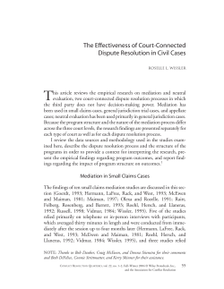 The Effectiveness of Court-Connected Dispute Resolution in Civil
