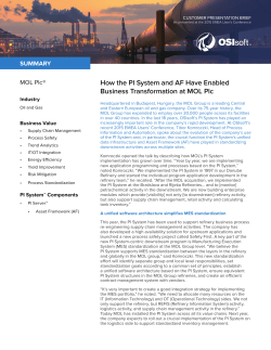 How the PI System and AF Have Enabled Business Transformation