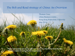 The Belt and Road strategy of China: An Overview