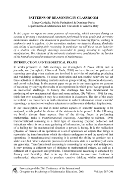 PATTERNS OF REASONING IN CLASSROOM