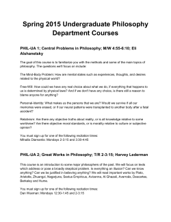 Spring 2015 Undergraduate Philosophy Department Courses