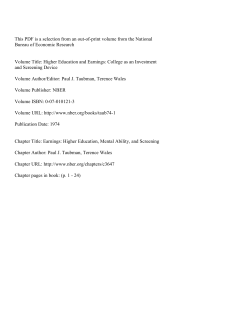Earnings : Higher Education, Mental Ability, and Screening