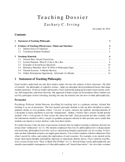 Teaching Dossier - Zachary C. Irving