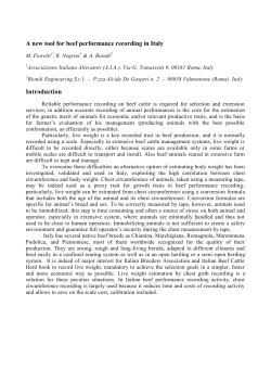 A new tool for beef performance recording in Italy Introduction