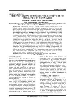 effect of allium sativum on experimentally induced hyperlipidemia in