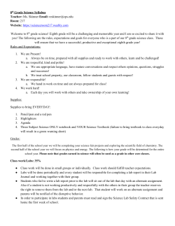 8​th​ Grade Science Syllabus Teacher:​ Ms. Skinner ​Email