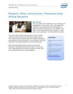 Persuade with Technology Persuasive Essay Writing Mechanics
