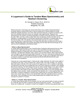 Guide to MS Newborn Screening - Scripps Center for Metabolomics