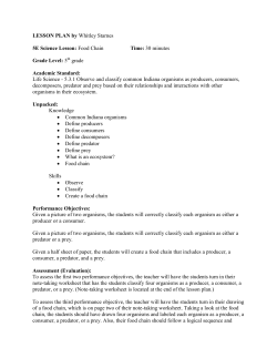 LESSON PLAN by Whitley Starnes 5E Science Lesson: Food Chain