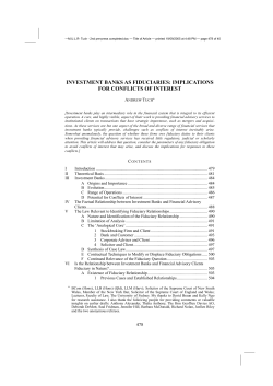 investment banks as fiduciaries: implications for conflicts of interest