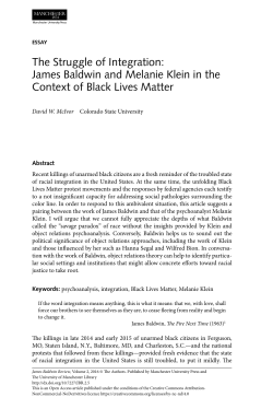 The Struggle of Integration: James Baldwin and Melanie Klein in the