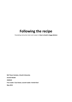 Following the recipe - Utrecht University Repository