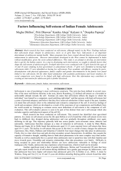 Factors Influencing Self-esteem of Indian Female Adolescents
