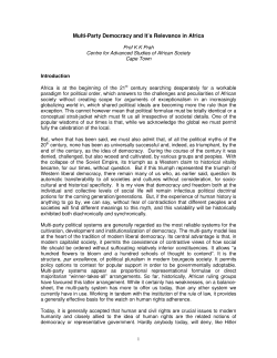 Multi-Party Democracy and It`s Relevance in Africa